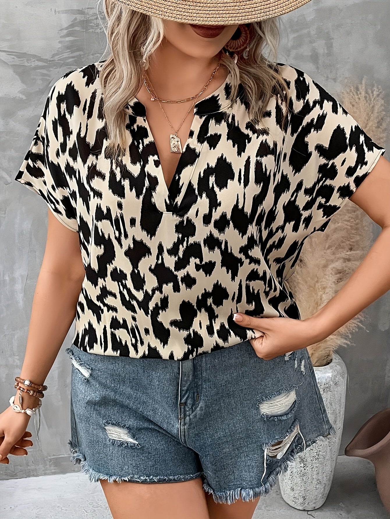 Women's Plus Size Printed Blouse