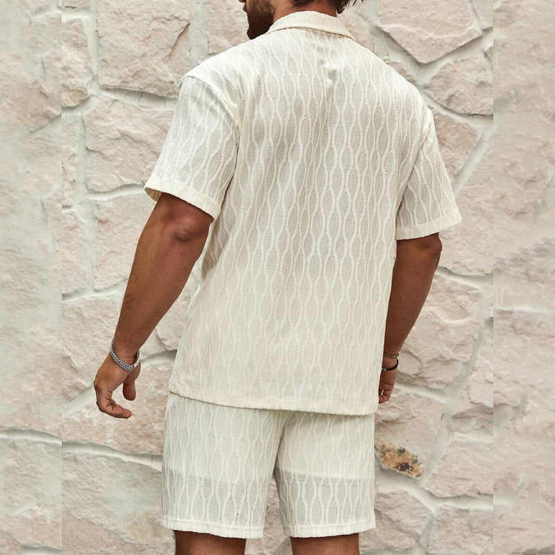 Men's Solid Casual Two Pieces Lapel Button Loose Tracksuits