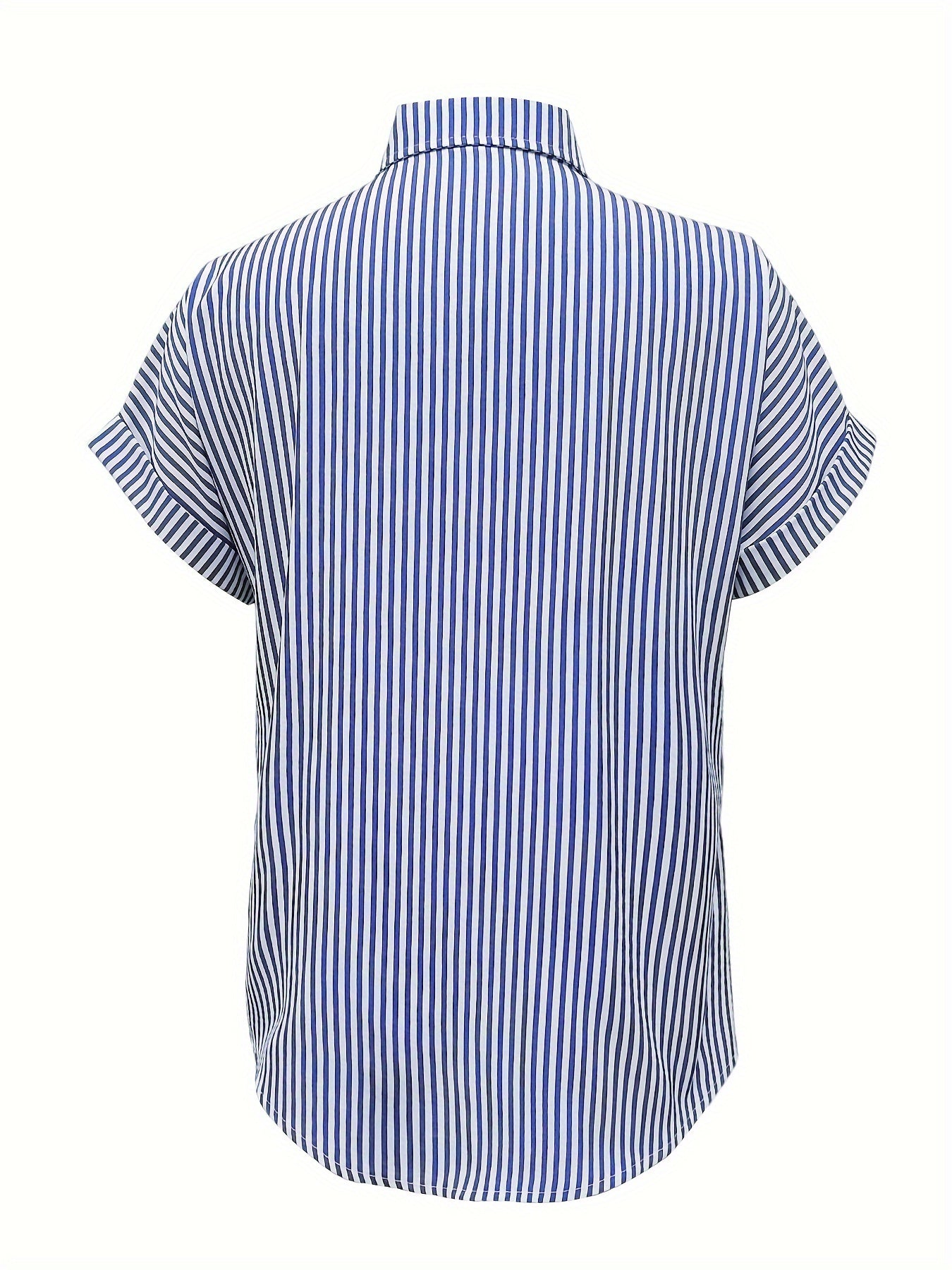 Plus Size Striped Blouse With Pocket For Women