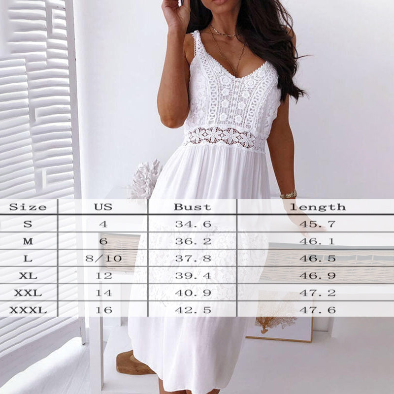Bohemian Lace Trim Sleeveless Maxi Dress