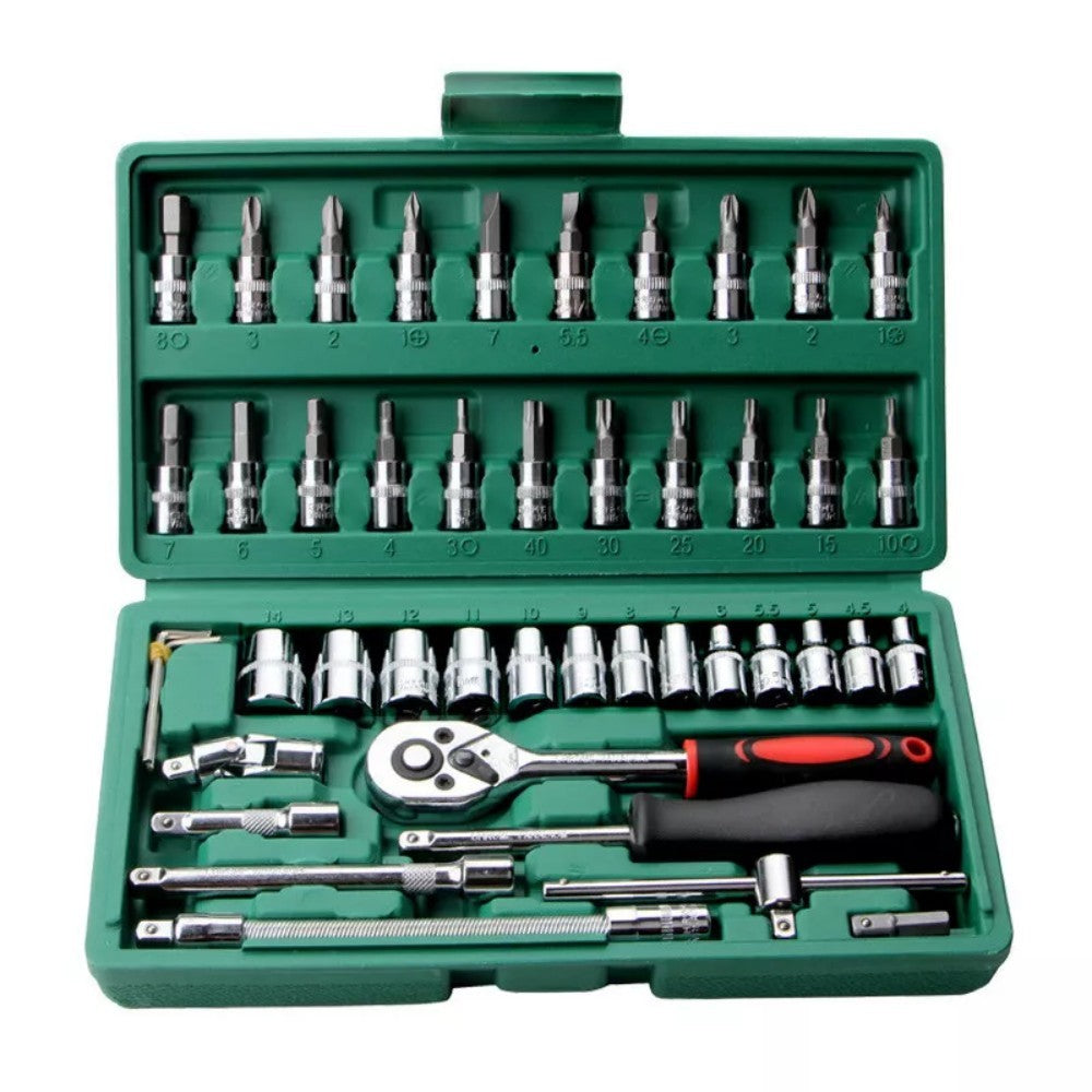 46PCS 1-4 Ratchet Wrench Combination Socket Tool Set Kit Auto Car Repair Tools