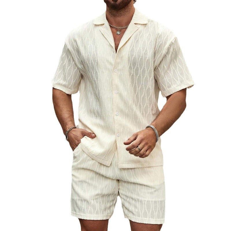 Men's Solid Casual Two Pieces Lapel Button Loose Tracksuits