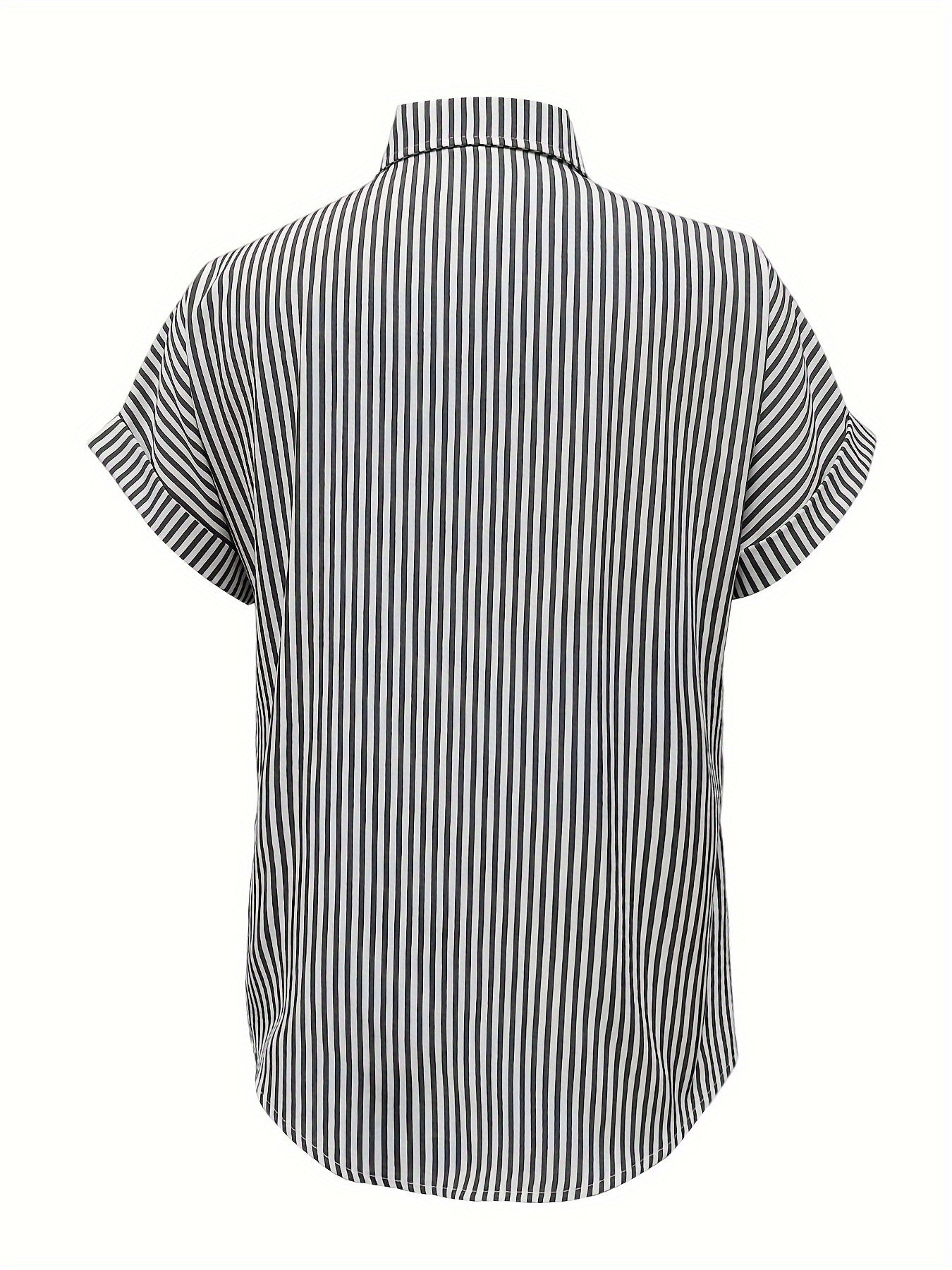 Plus Size Striped Blouse With Pocket For Women
