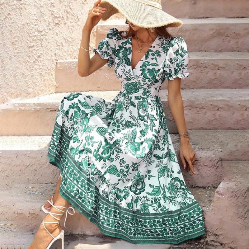 Women Floral Bohemian Maxi Dress