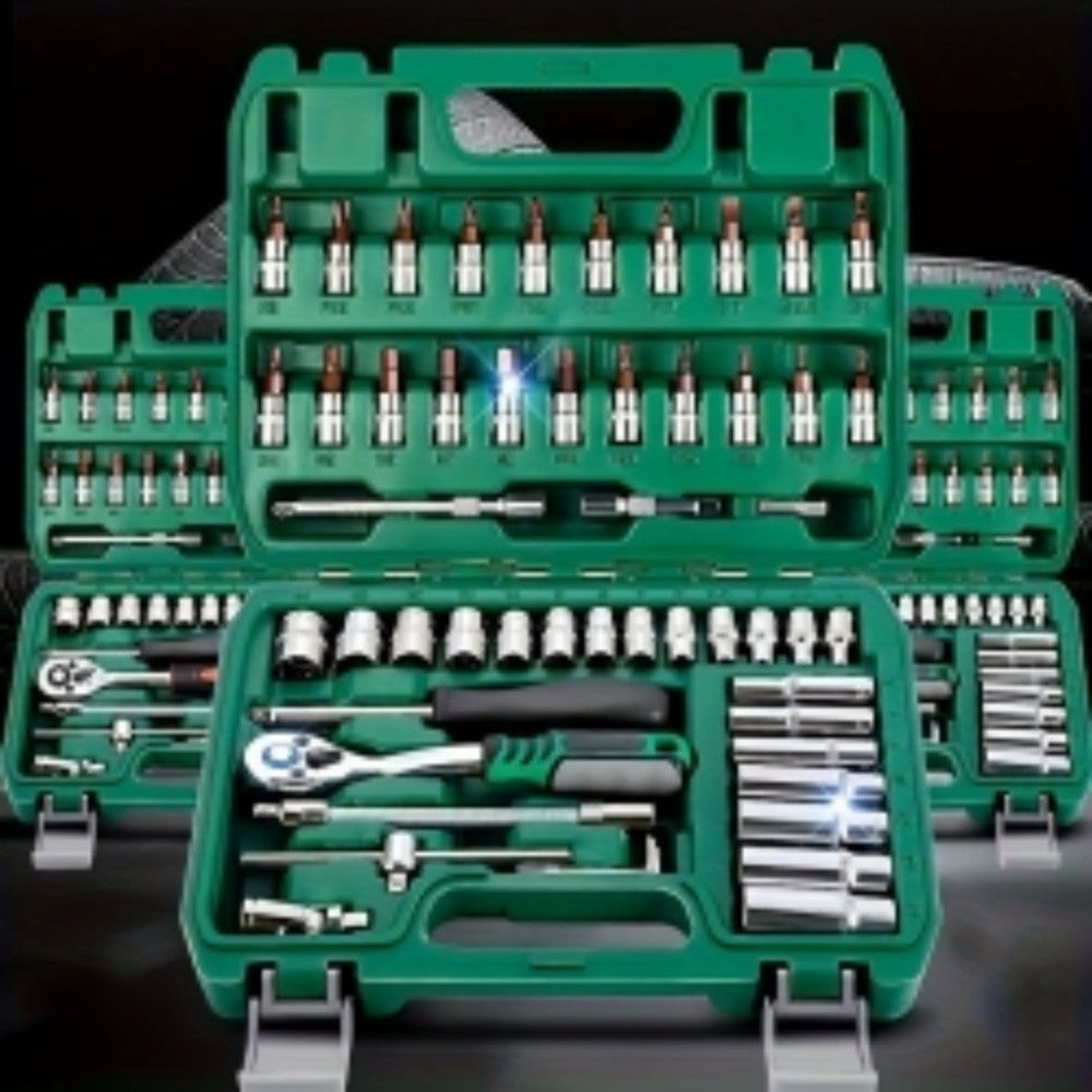 46PCS 1-4 Ratchet Wrench Combination Socket Tool Set Kit Auto Car Repair Tools