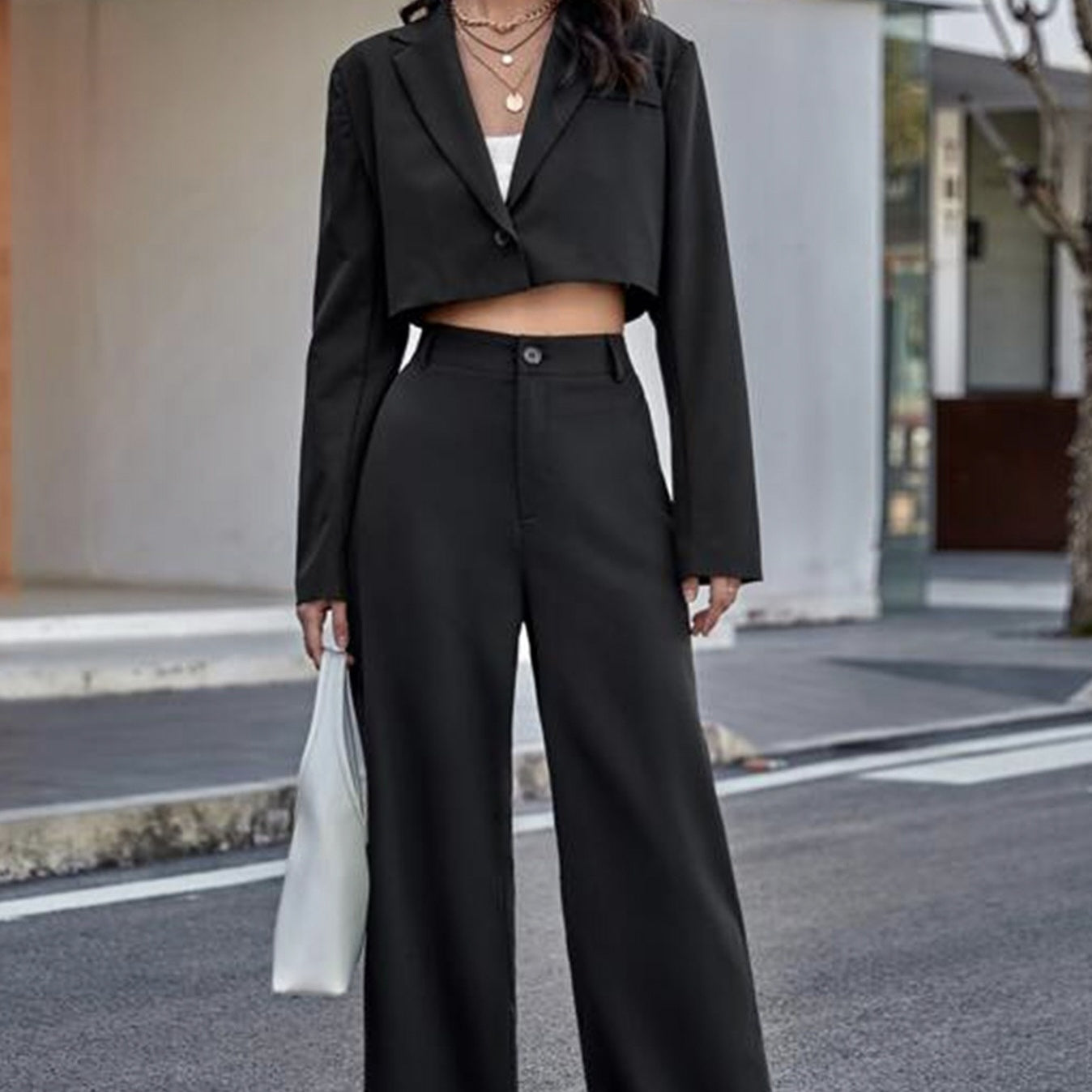 Ladies' High Waisted Wide Leg Pants