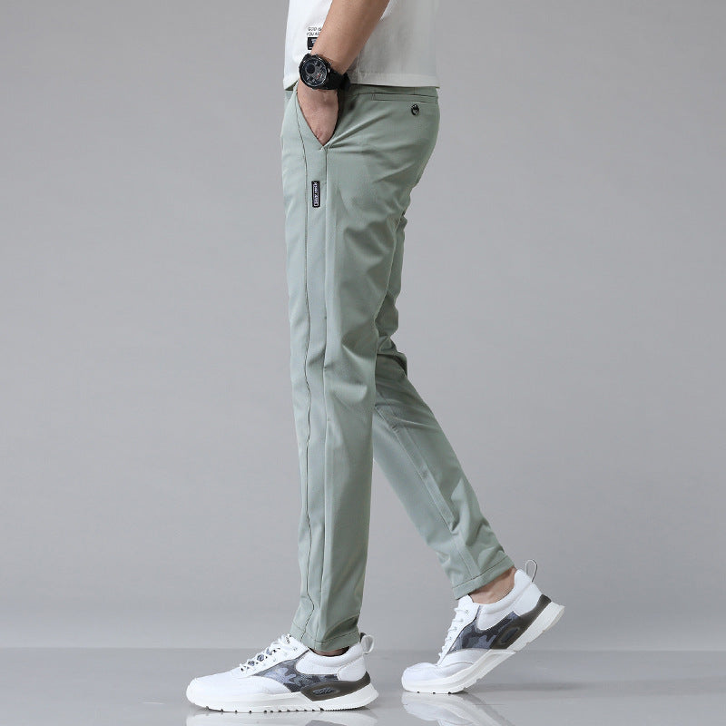 Summer Thin Ice Silk Men's Simple Smooth Stretch Casual Pants