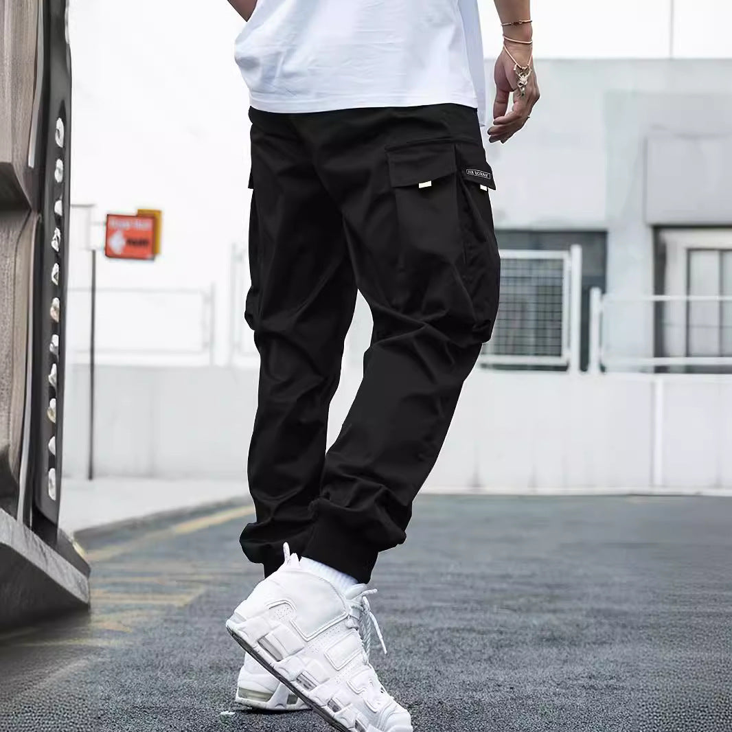 Men's Multi-pocket Cargo Pants Drawstring Trousers