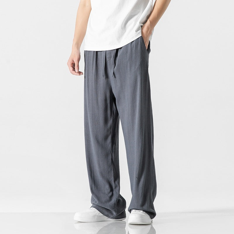 Linen Pants Men's Summer Loose Straight Casual Trousers