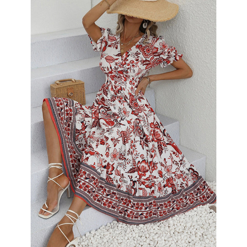 Women Floral Bohemian Maxi Dress