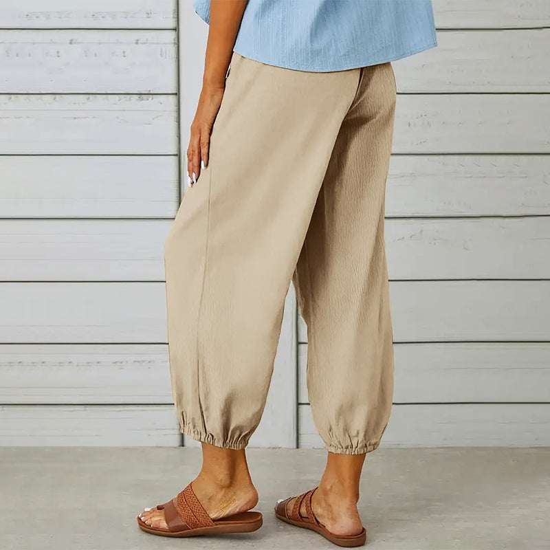 Women's Wide Leg Casual Summer Pants With Adjustable Waist