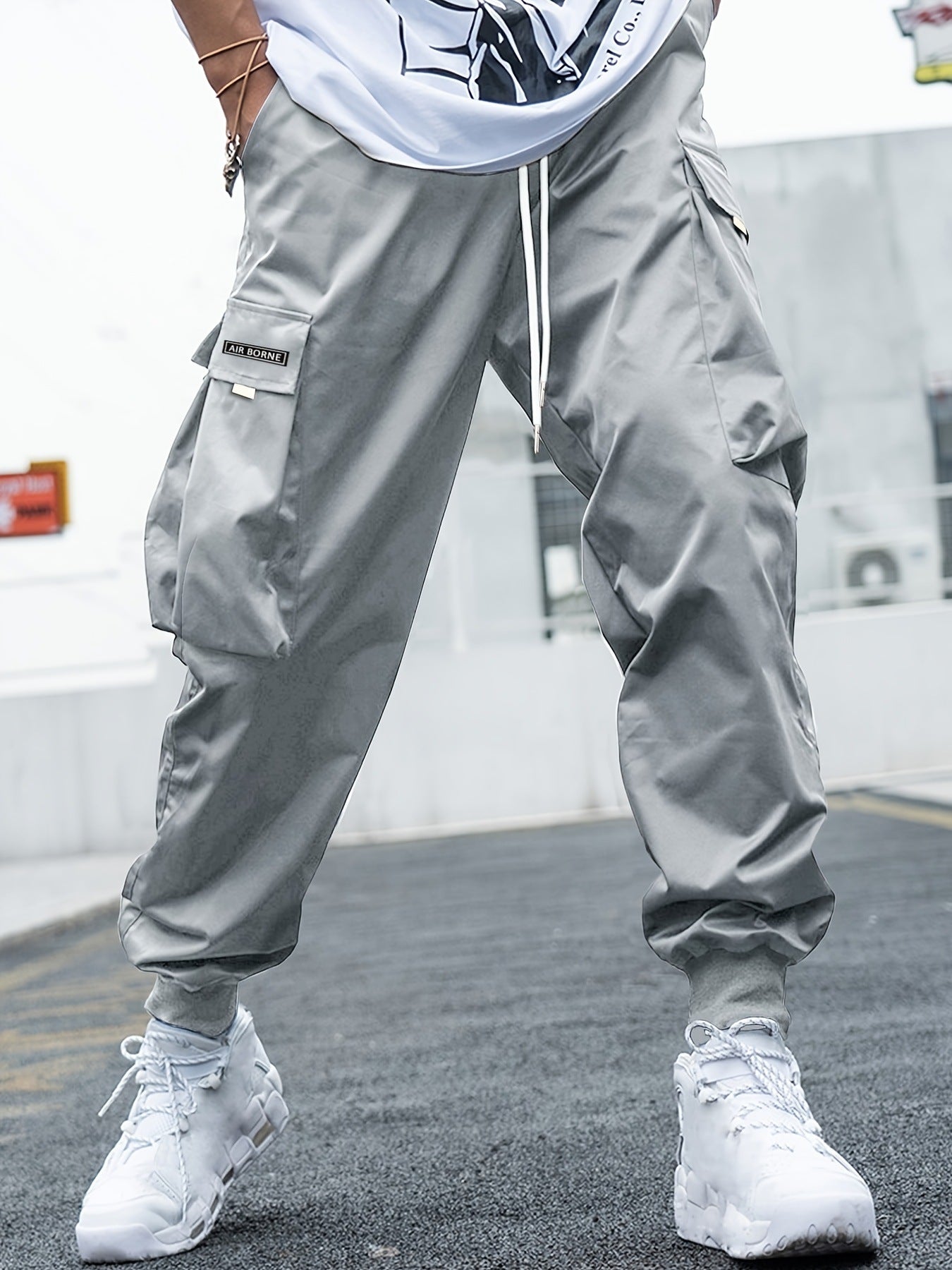 Men's Multi-pocket Cargo Pants Drawstring Trousers