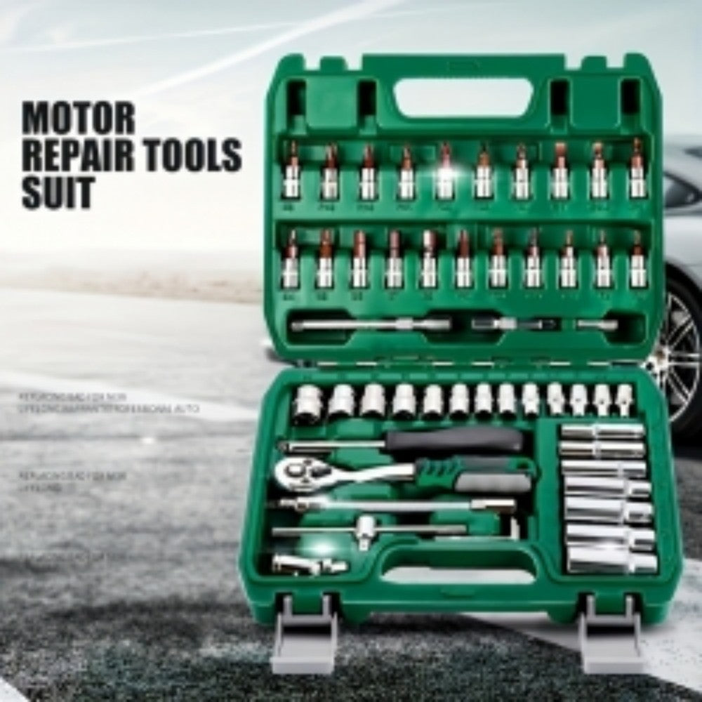 46PCS 1-4 Ratchet Wrench Combination Socket Tool Set Kit Auto Car Repair Tools