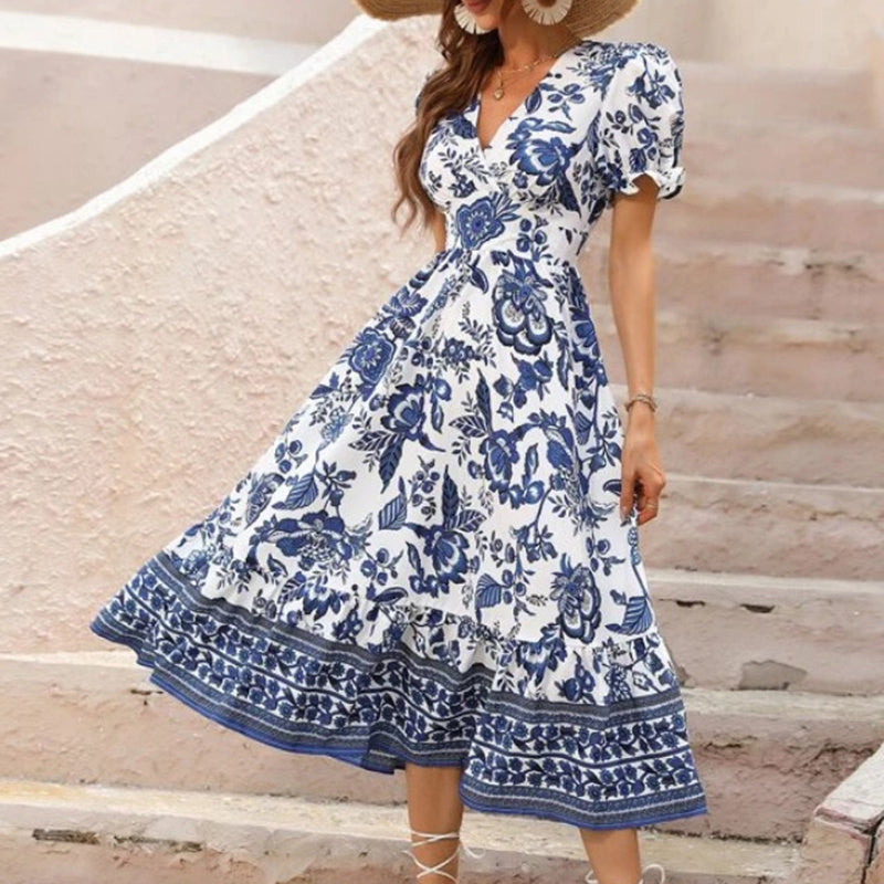 Women Floral Bohemian Maxi Dress