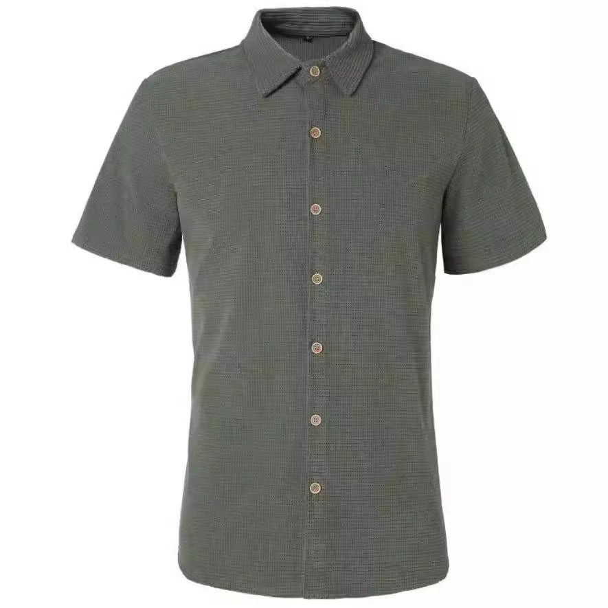 Men's Casual Loose Plaid Short Sleeve Shirt