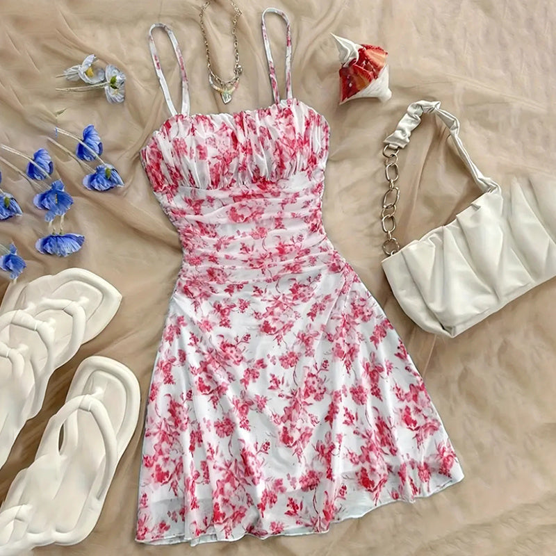 Women's Boho Floral Print Mini Dress