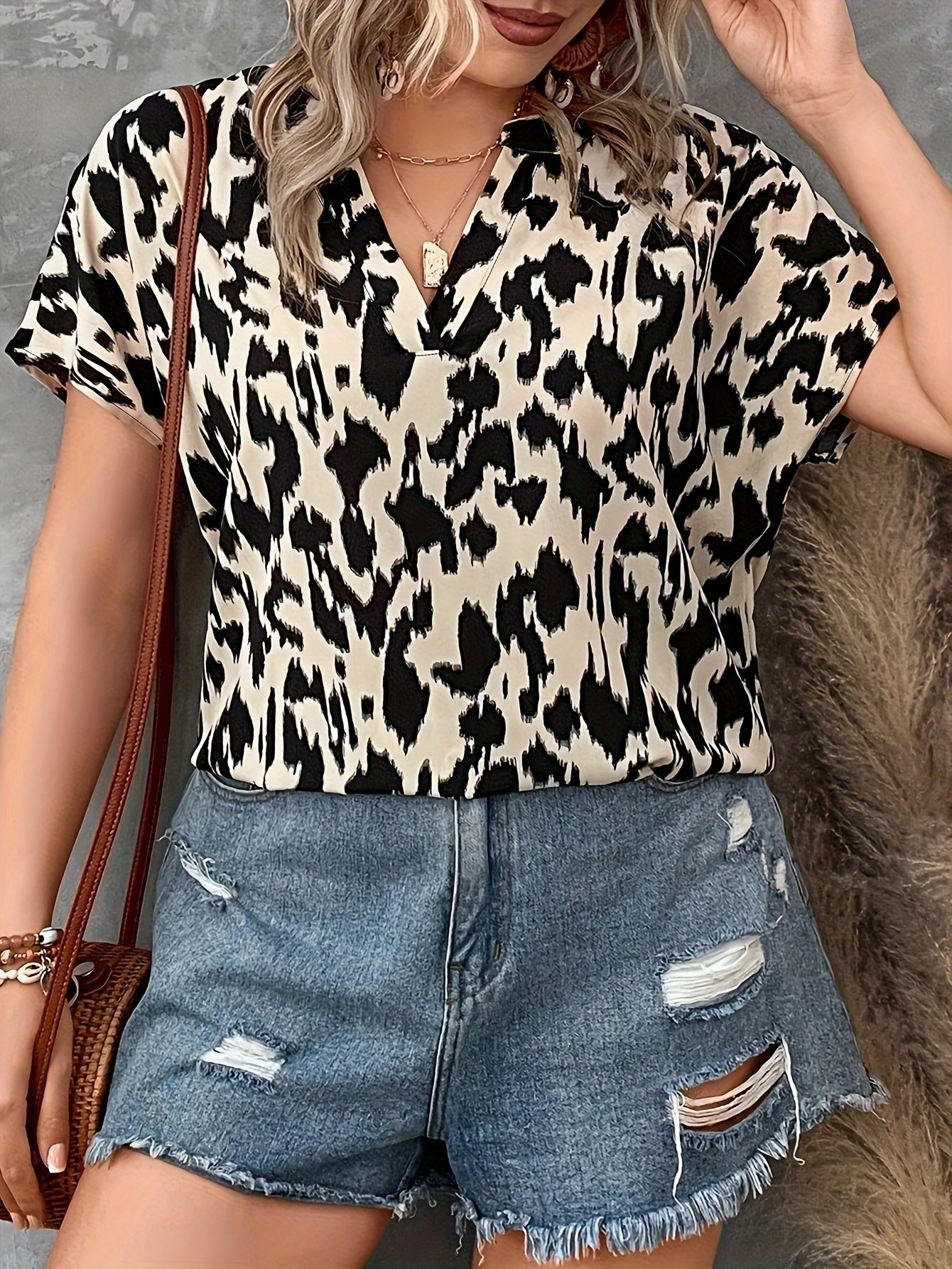 Women's Plus Size Printed Blouse