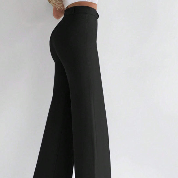 High-Waisted Slim Fit Pants with Micro Flare