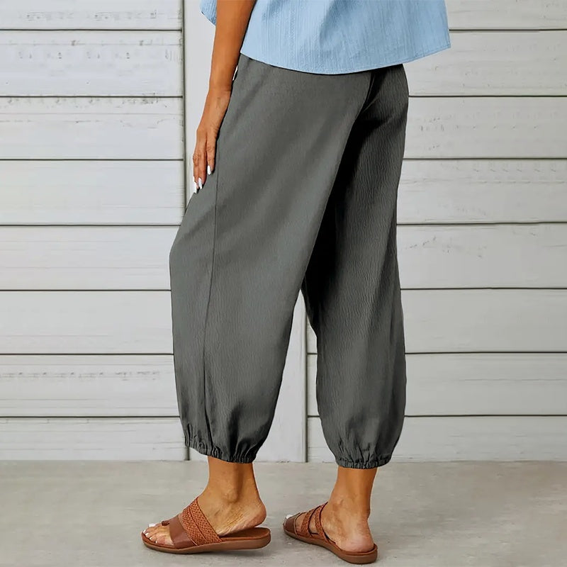 Women's Wide Leg Casual Summer Pants With Adjustable Waist