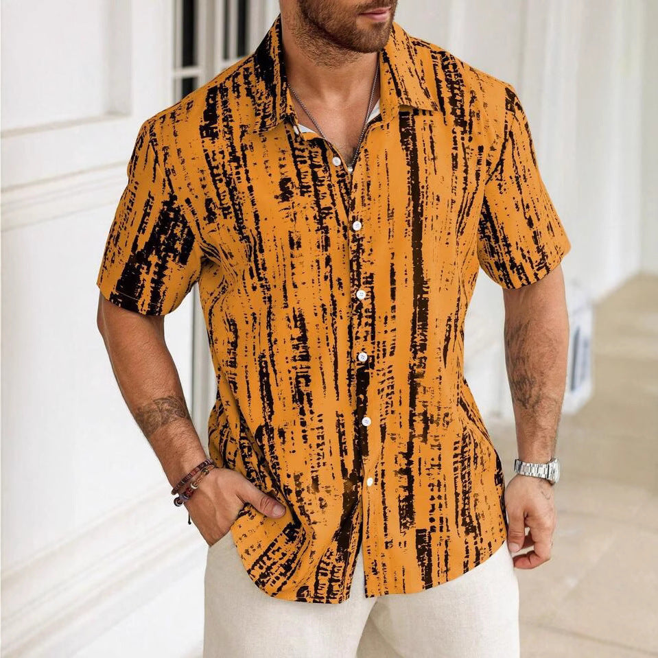Summer Casual Anti-wrinkle 3D Printed Men's Short Sleeve Shirt