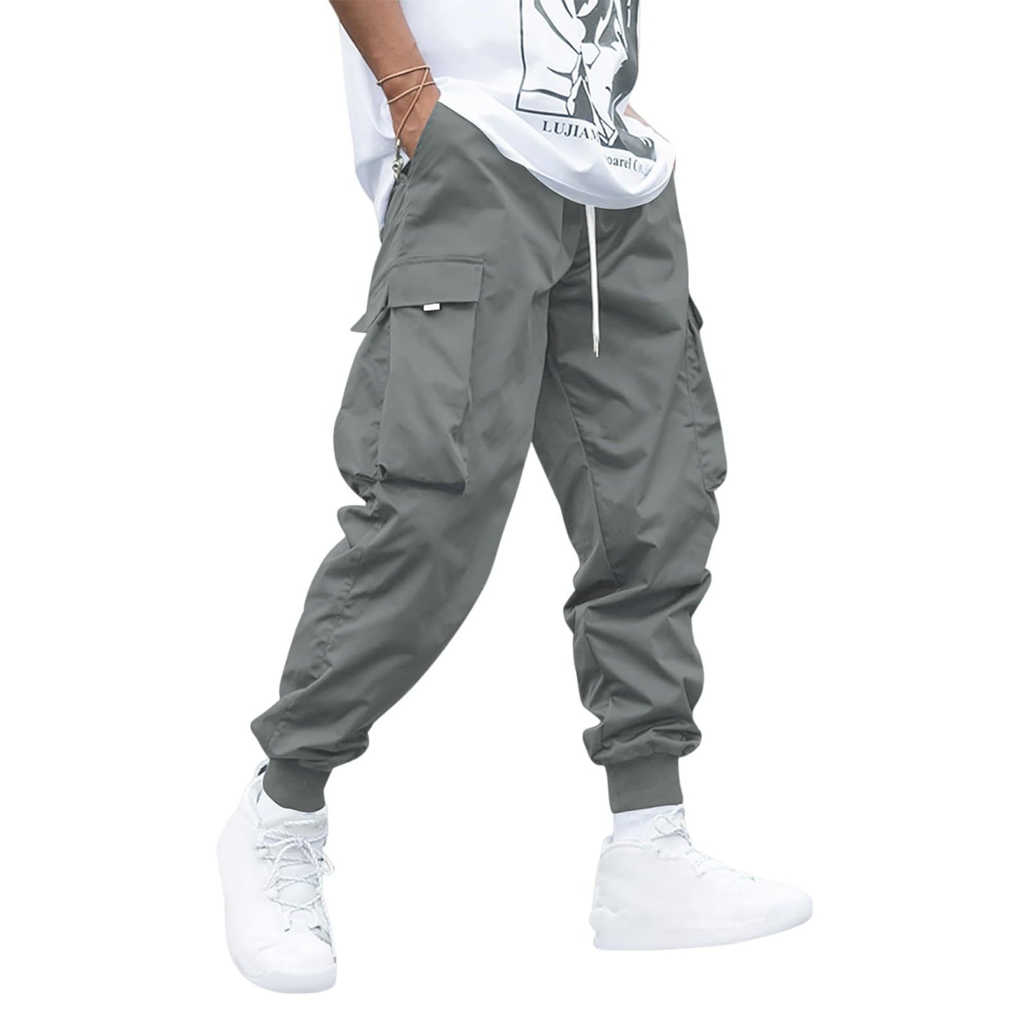 Men's Multi-pocket Cargo Pants Drawstring Trousers
