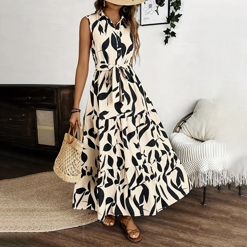 Women Sleeveless Boho Floral Maxi Dress
