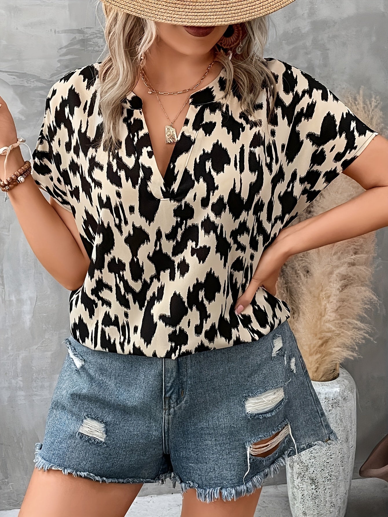 Women's Plus Size Printed Blouse