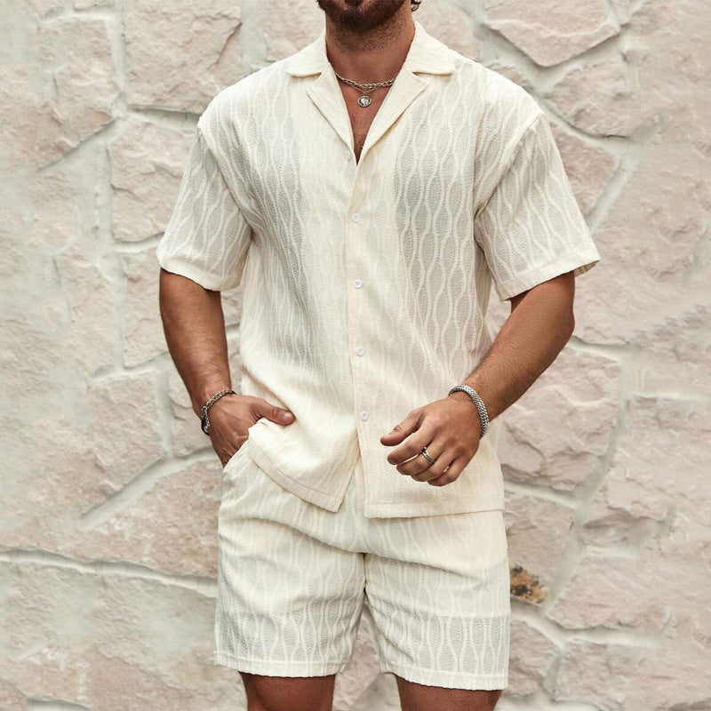 Men's Solid Casual Two Pieces Lapel Button Loose Tracksuits