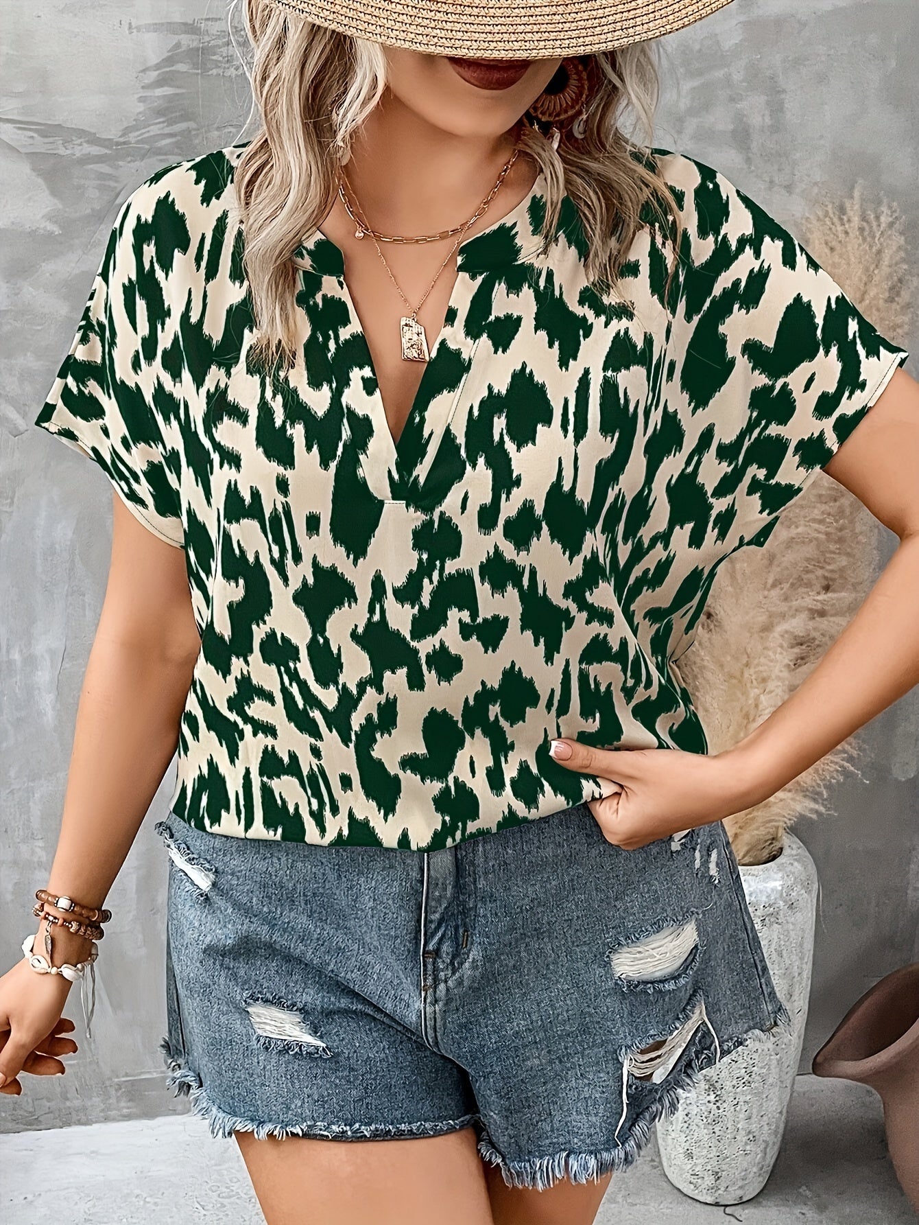 Women's Plus Size Printed Blouse