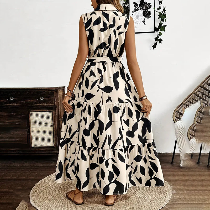 Women Sleeveless Boho Floral Maxi Dress