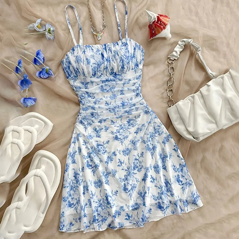 Women's Boho Floral Print Mini Dress