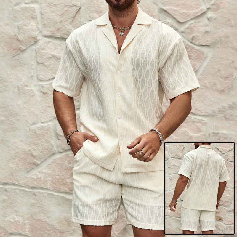 Men's Solid Casual Two Pieces Lapel Button Loose Tracksuits