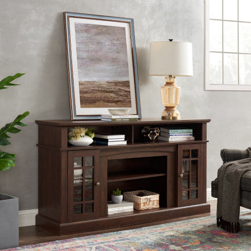 Classic TV Media Stand Modern Entertainment Console For TV Up To 65 With Open And Closed Storage Space Espresso 58.25W15.75D32H