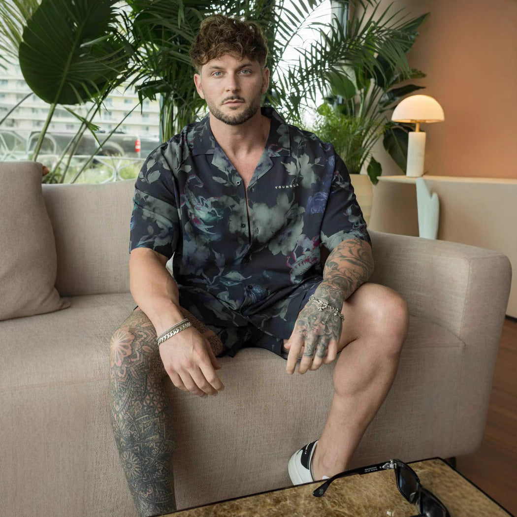 Men's Printed Casual Loose Short Sleeves Top
