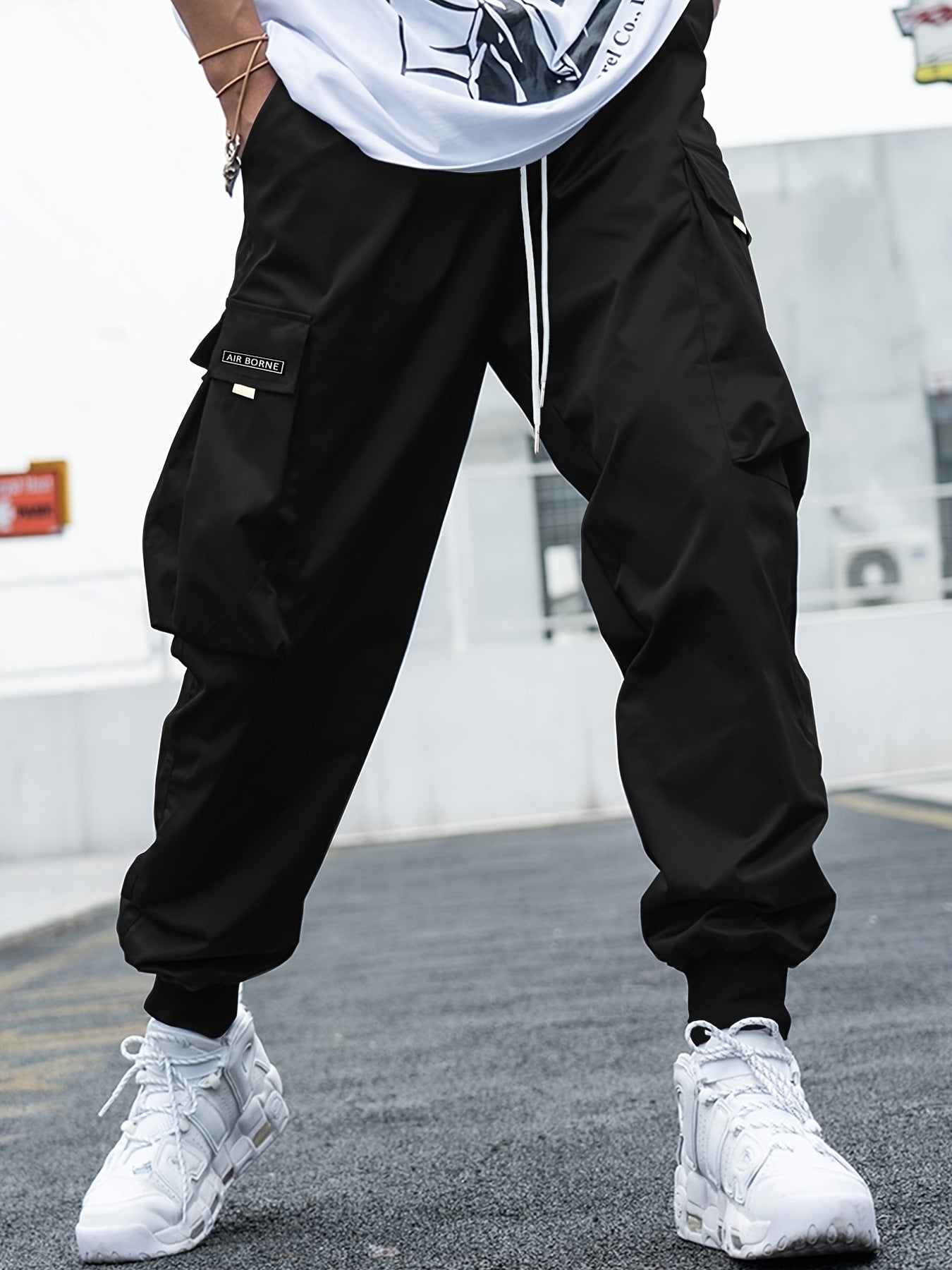 Men's Multi-pocket Cargo Pants Drawstring Trousers