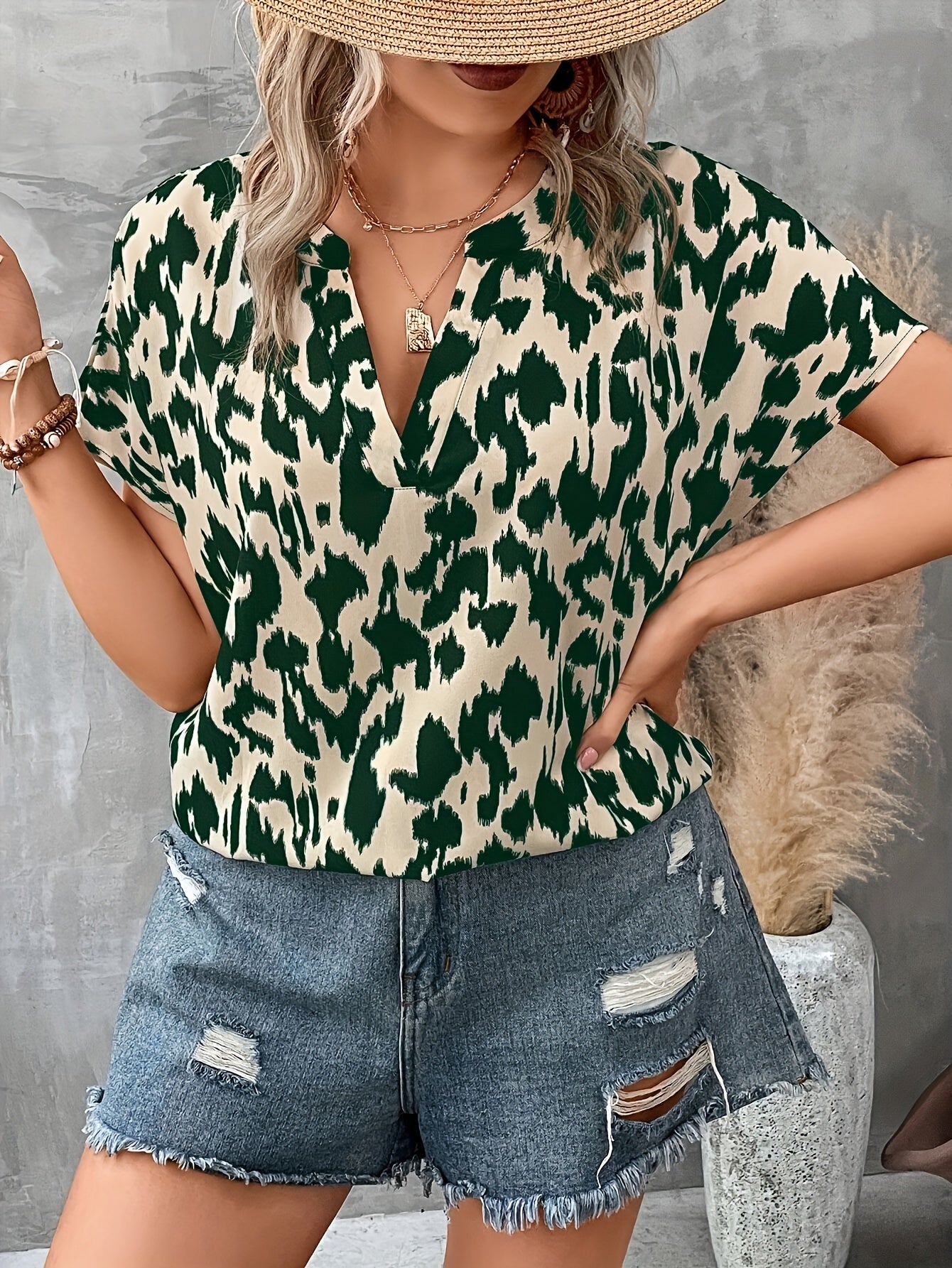 Women's Plus Size Printed Blouse