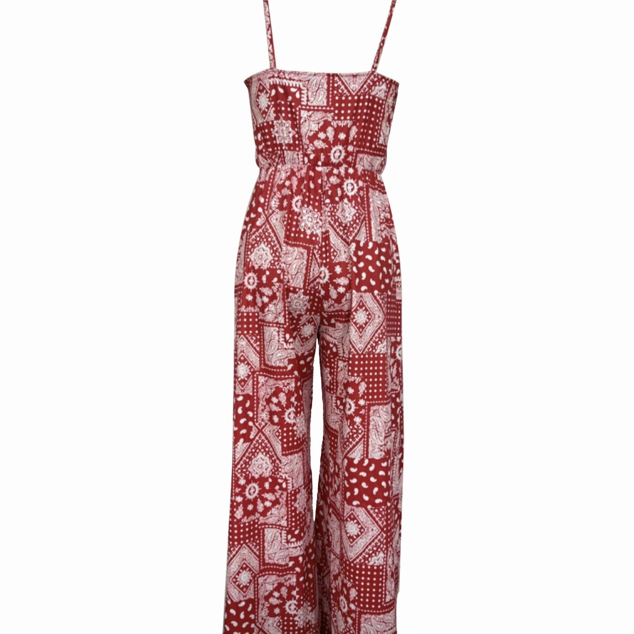 Cami Jumpsuit with Floral Print and Ruffled Edge