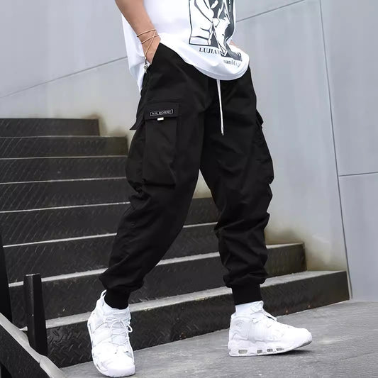 Men's Multi-pocket Cargo Pants Drawstring Trousers