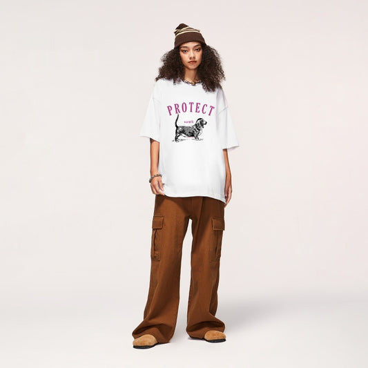 Dog Pulp-pulling Loose Printed T-shirt