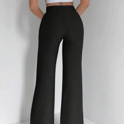 High-Waisted Slim Fit Pants with Micro Flare