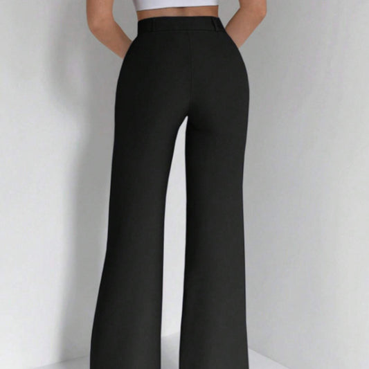 High-Waisted Slim Fit Pants with Micro Flare