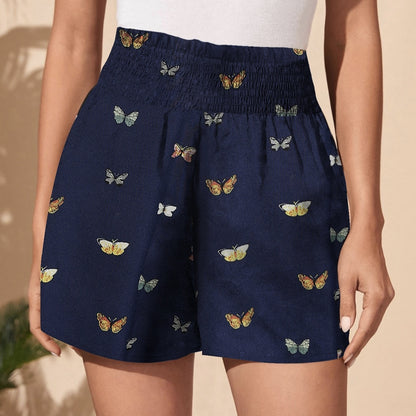 Ladies' Butterfly Print Casual Shorts