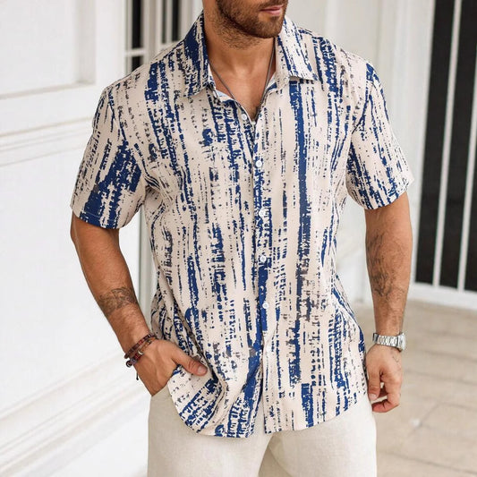Summer Casual Anti-wrinkle 3D Printed Men's Short Sleeve Shirt