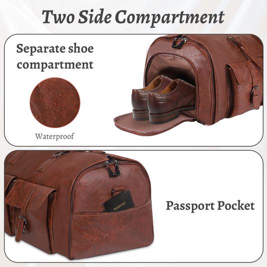 Large Capacity Men's Leather Suit Storage Bag