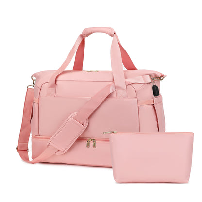 Gym Bag For Women,Travel Duffel Bag With USB Charging Port,Weekender Bag With Wet Pocket