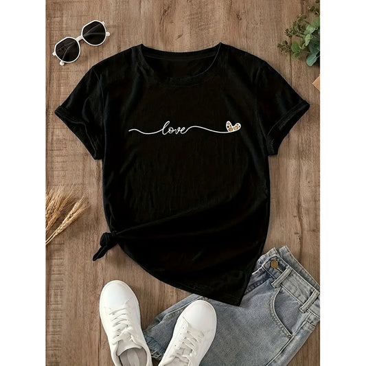 Women's Love Heart Print T Shirts