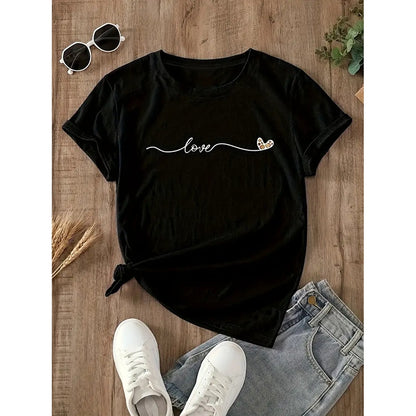 Women's Love Heart Print T Shirts