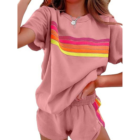 Color-Block Shorts Set for Women