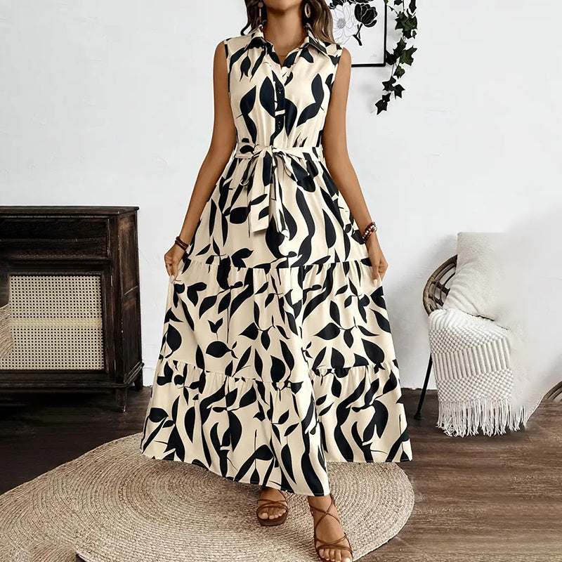 Women Sleeveless Boho Floral Maxi Dress