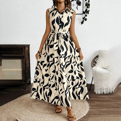 Women Sleeveless Boho Floral Maxi Dress